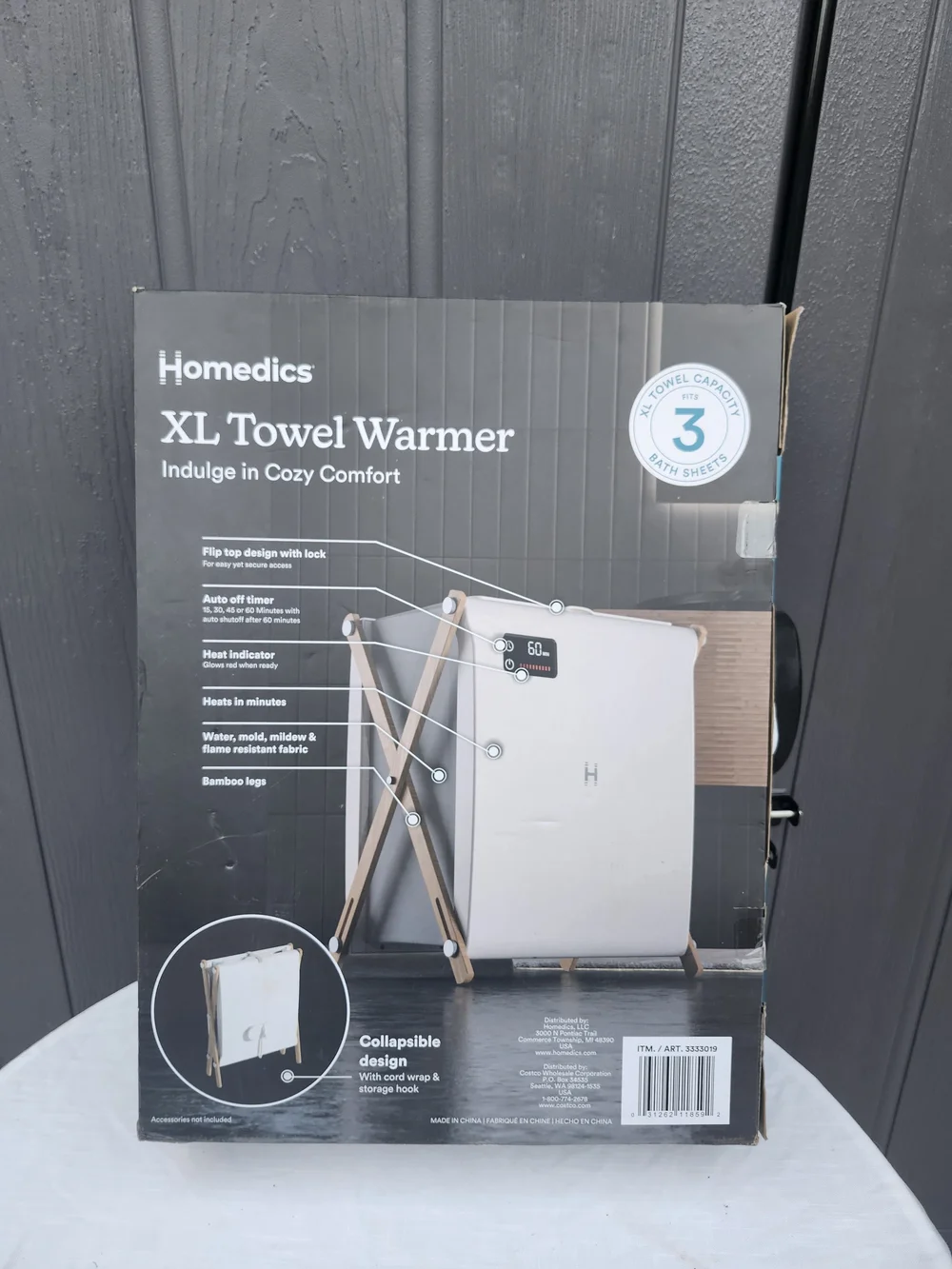 Homedics XL Towel Warmer in White and Wood
